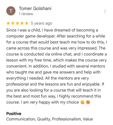 Review from Tomer Golshani