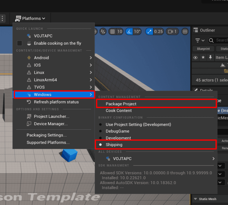 Unreal Engine HLOD build confirmation dialog
